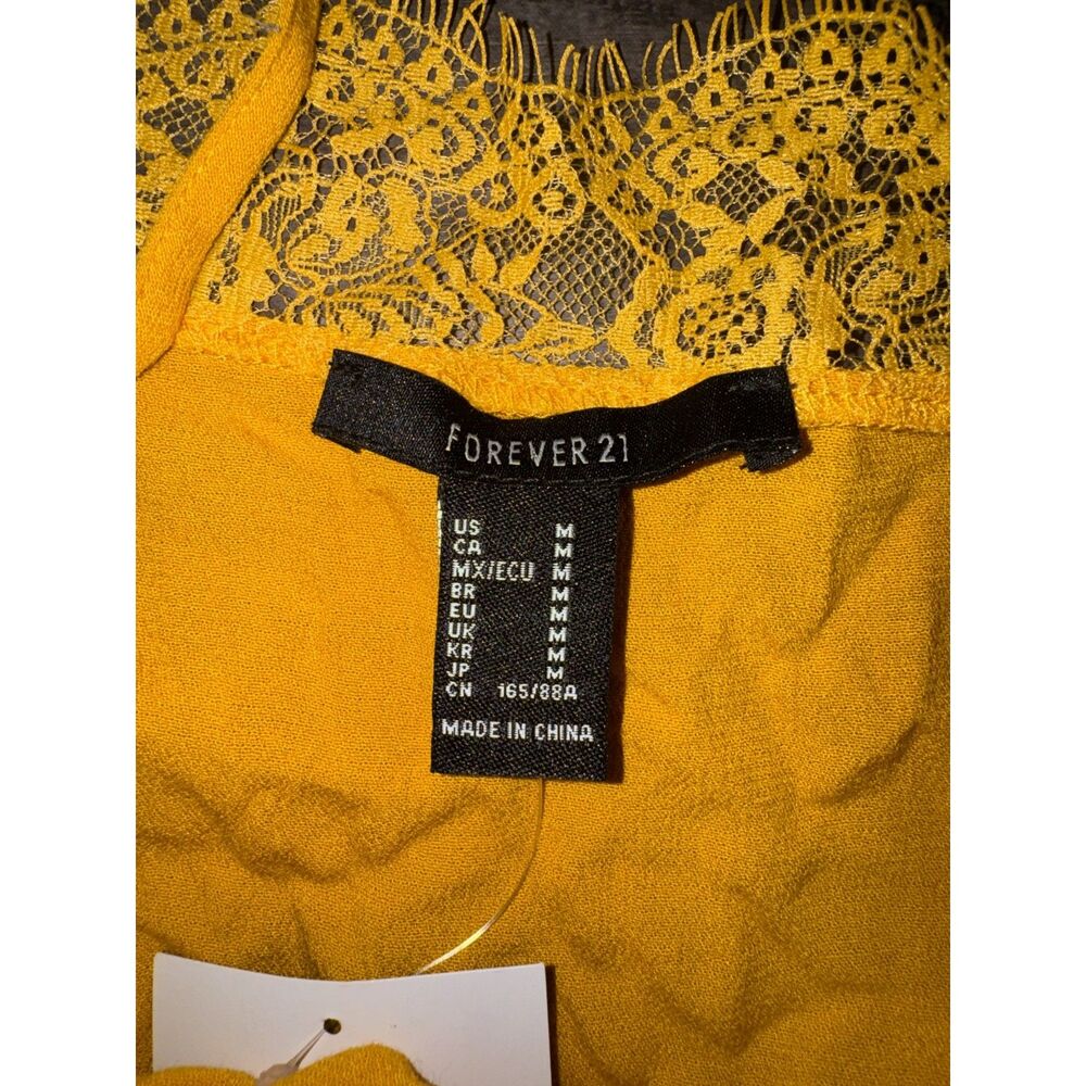 NWT Forever 21 Yellow Lace Trim Cami Tanktop Size Medium - Picture 4 of 6